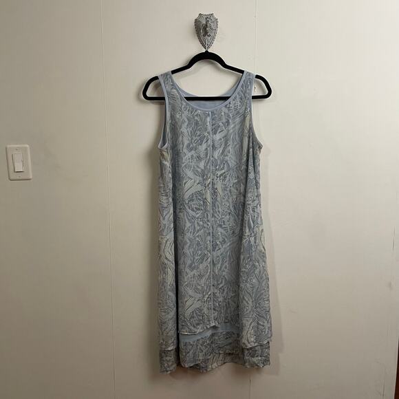 NVELOP M silk dress gray blue a-line dress fairycore sleeveless abstract boho - Picture 1 of 7